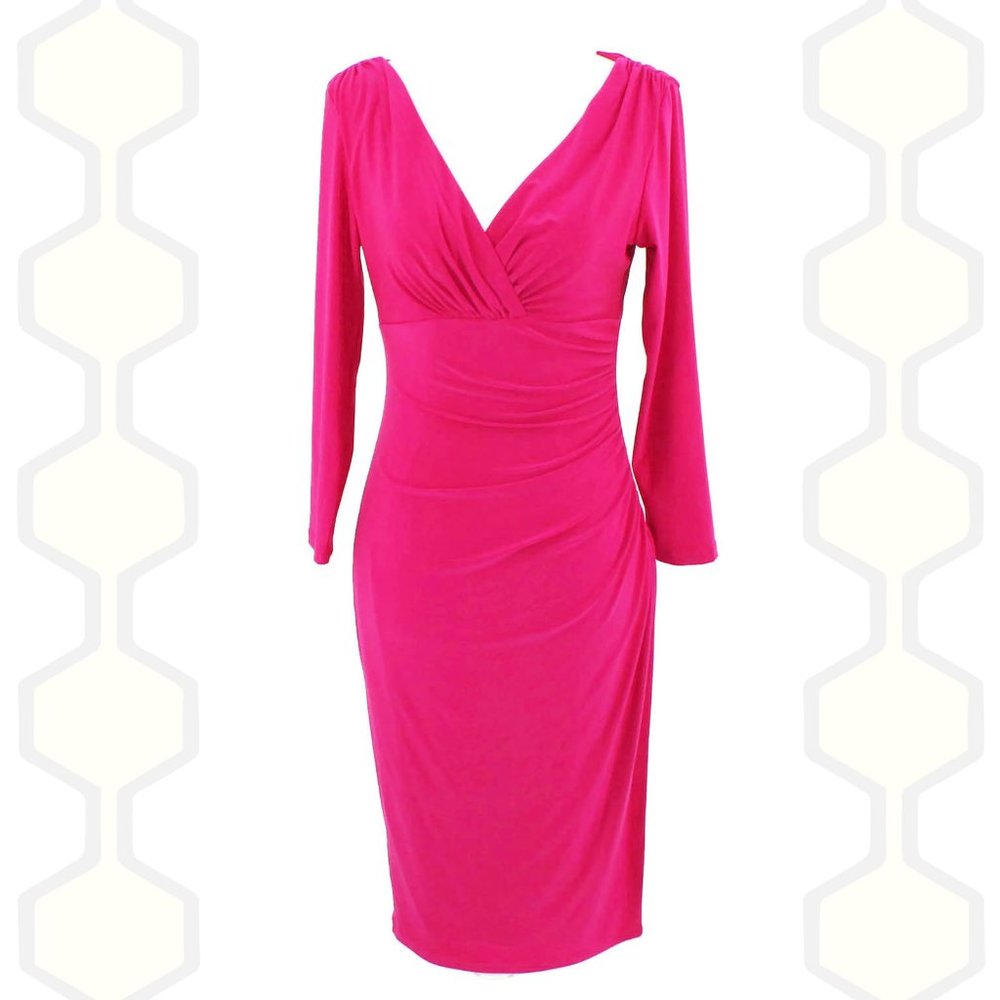 Lauren Ralph Lauren Dress Magenta Long Sleeve 4